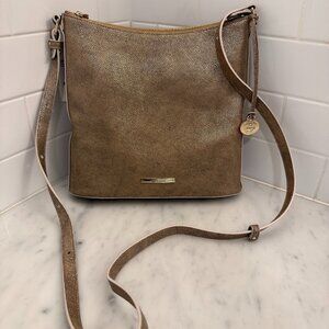 NWT Brahmin Katie Crossbody Gold All Over Smooth Metallic Leather Bag